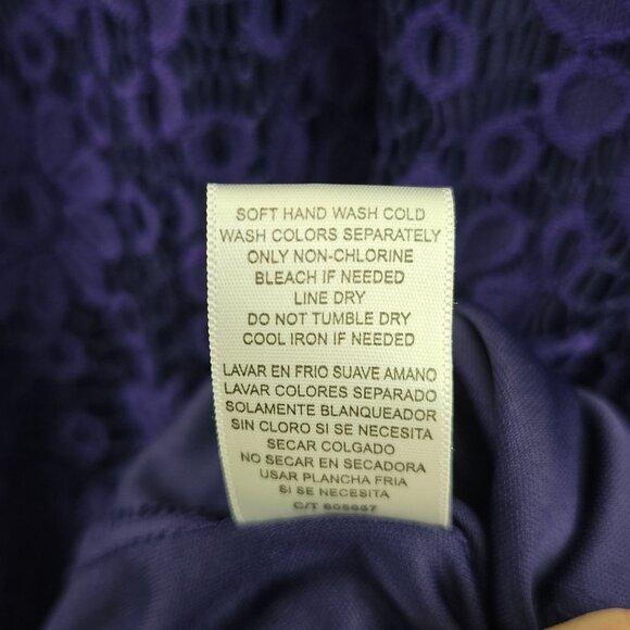 Danny & Nicole Lace Overlay Dress Size 16 Deep Purple Holiday Whimsigoth Ruffle - Picture 8 of 10